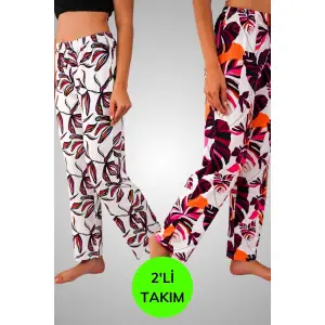 2 Li Çiçek Desenli Pijama Altı Takım