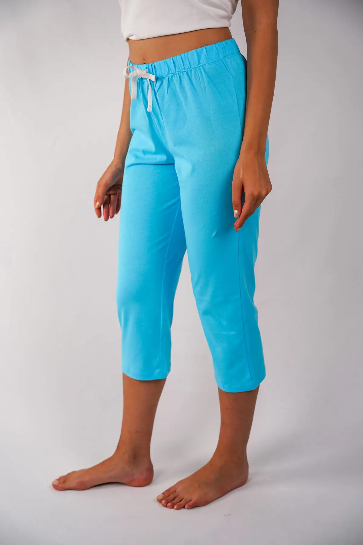 Mavi Yumuşak Dokulu Pijama Altı